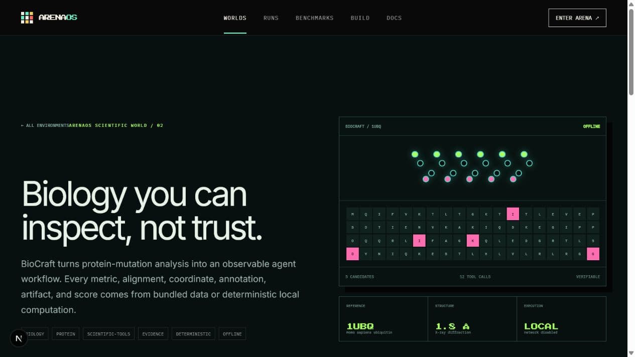 BioCraft protein mutation workbench with sequence, structure, and task progress